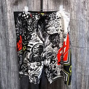 Fly Racing + Rockstar Energy Drink Board Shorts Men Size 32